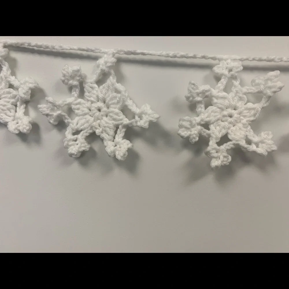 Snowflake Garland White New Handmade Crochet
